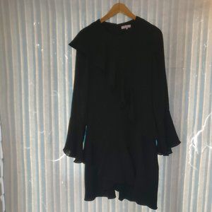Parker Black Ruffled Dress size 4, Lightweight Short Black Dress fully Lined